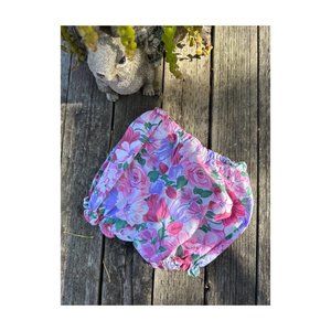 Vintage Floral Diaper Cover Ruffles Pink Green Sz 24 Months